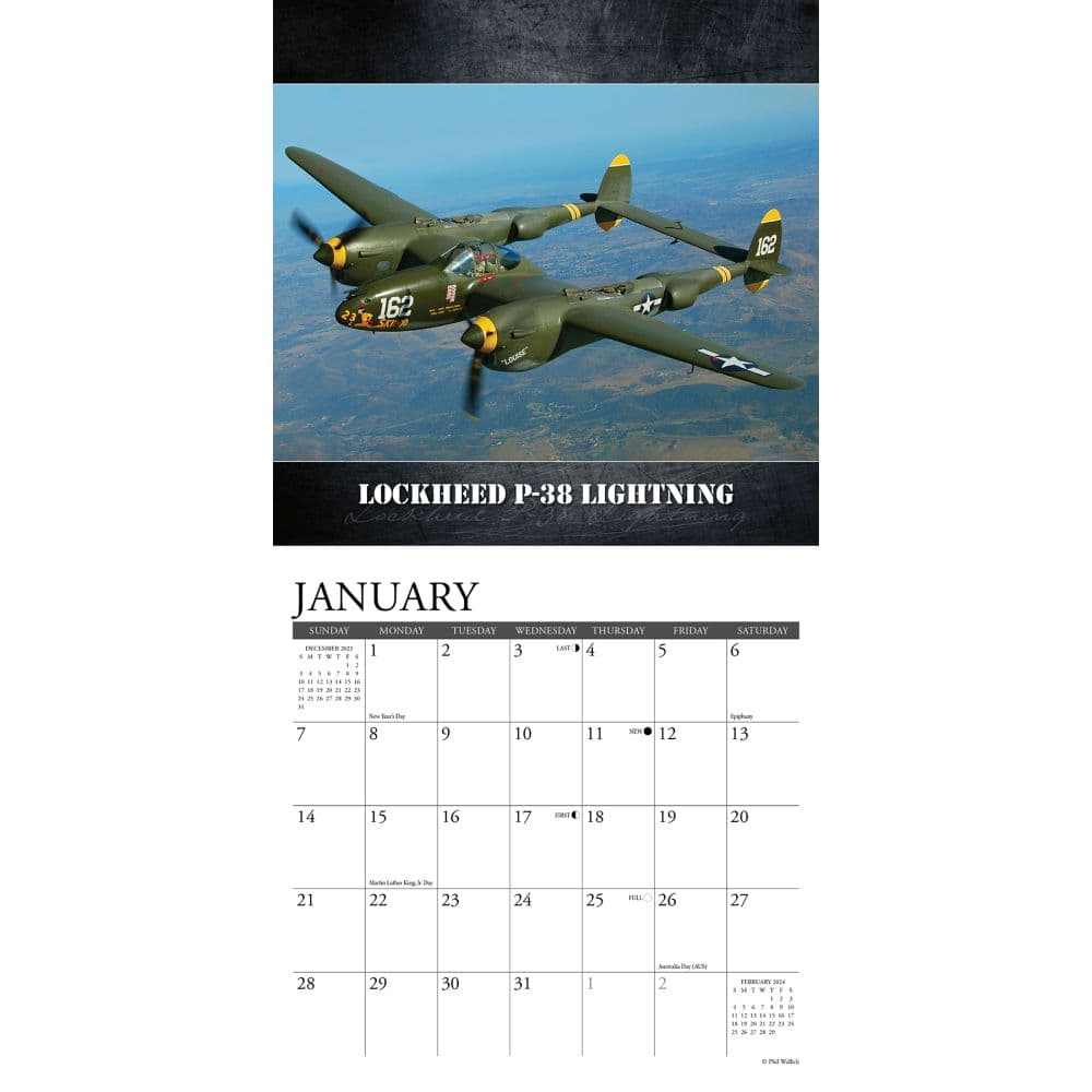 WWII Military Aircraft 2024 Mini Wall Calendar Interior Image width=&quot;1000&quot; height=&quot;1000&quot;