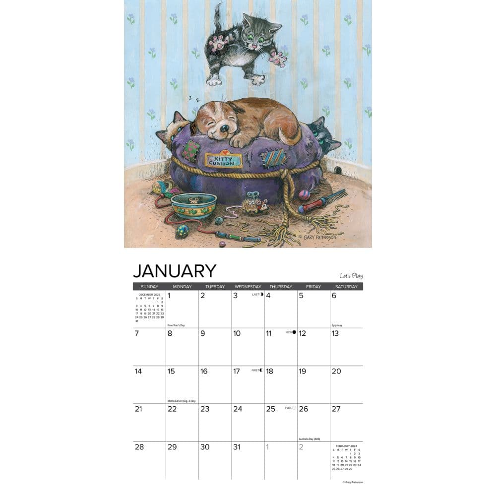 Paws and Claws Patterson 2024 Mini Wall Calendar Interior Image width=&quot;1000&quot; height=&quot;1000&quot;