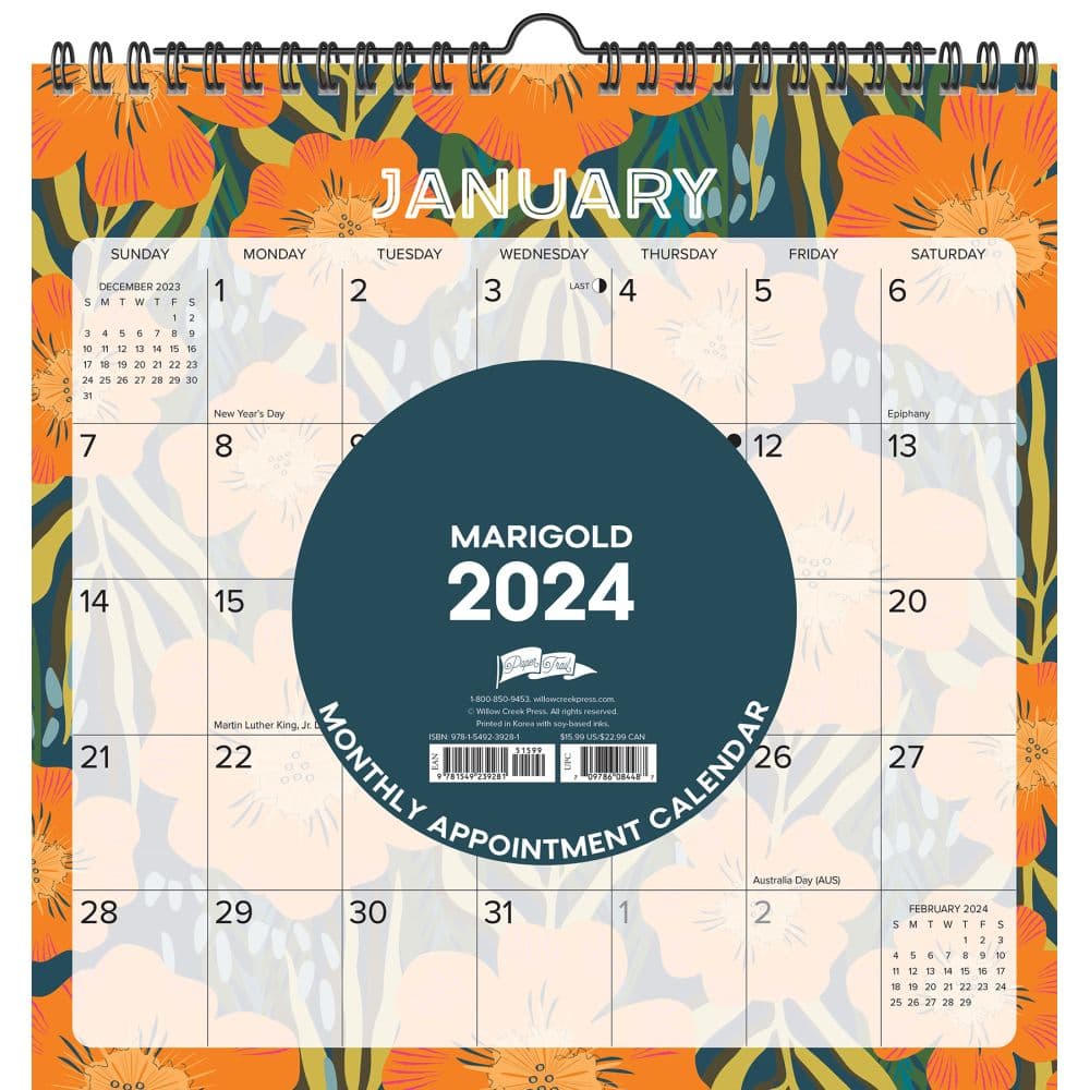 Marigold Flowers Spiral 2024 Wall Calendar Main Image width=&quot;1000&quot; height=&quot;1000&quot;
