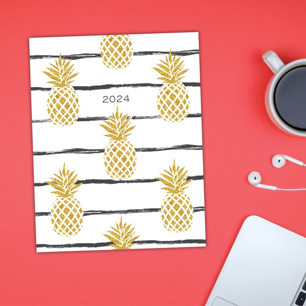 Golden Pineapples Monthly 2024 Planner Flat Lay Image width=&quot;1000&quot; height=&quot;1000&quot;