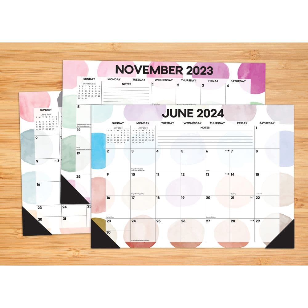 Painted Dots 2024 Desk Pad Back of Calendar width=&quot;1000&quot; height=&quot;1000&quot;