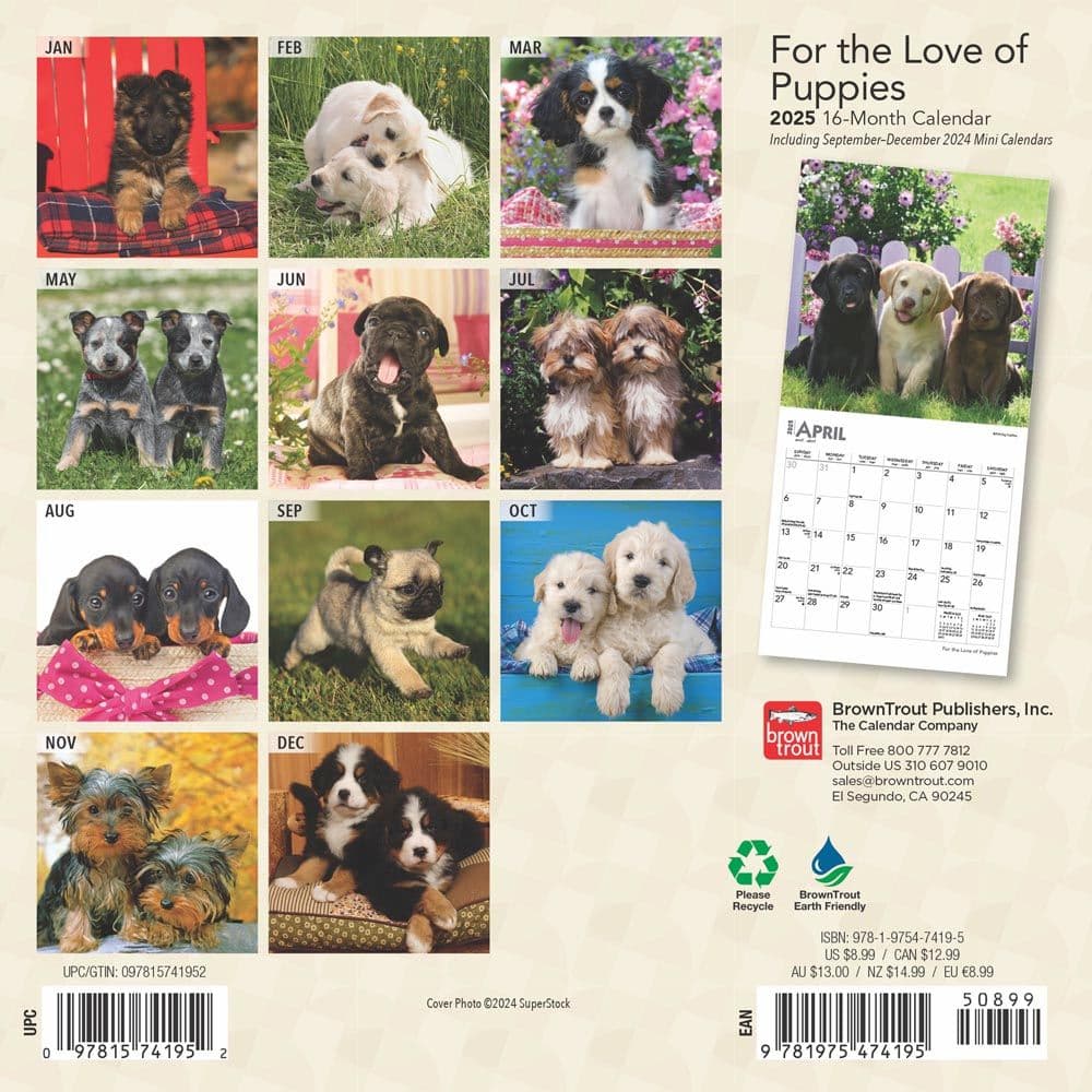 Puppies For the Love 2025 Mini Wall Calendar First Alternate Image width=&quot;1000&quot; height=&quot;1000&quot;