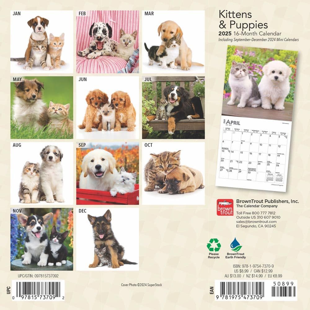 Kittens and Puppies 2025 Mini Wall Calendar First Alternate Image width=&quot;1000&quot; height=&quot;1000&quot;