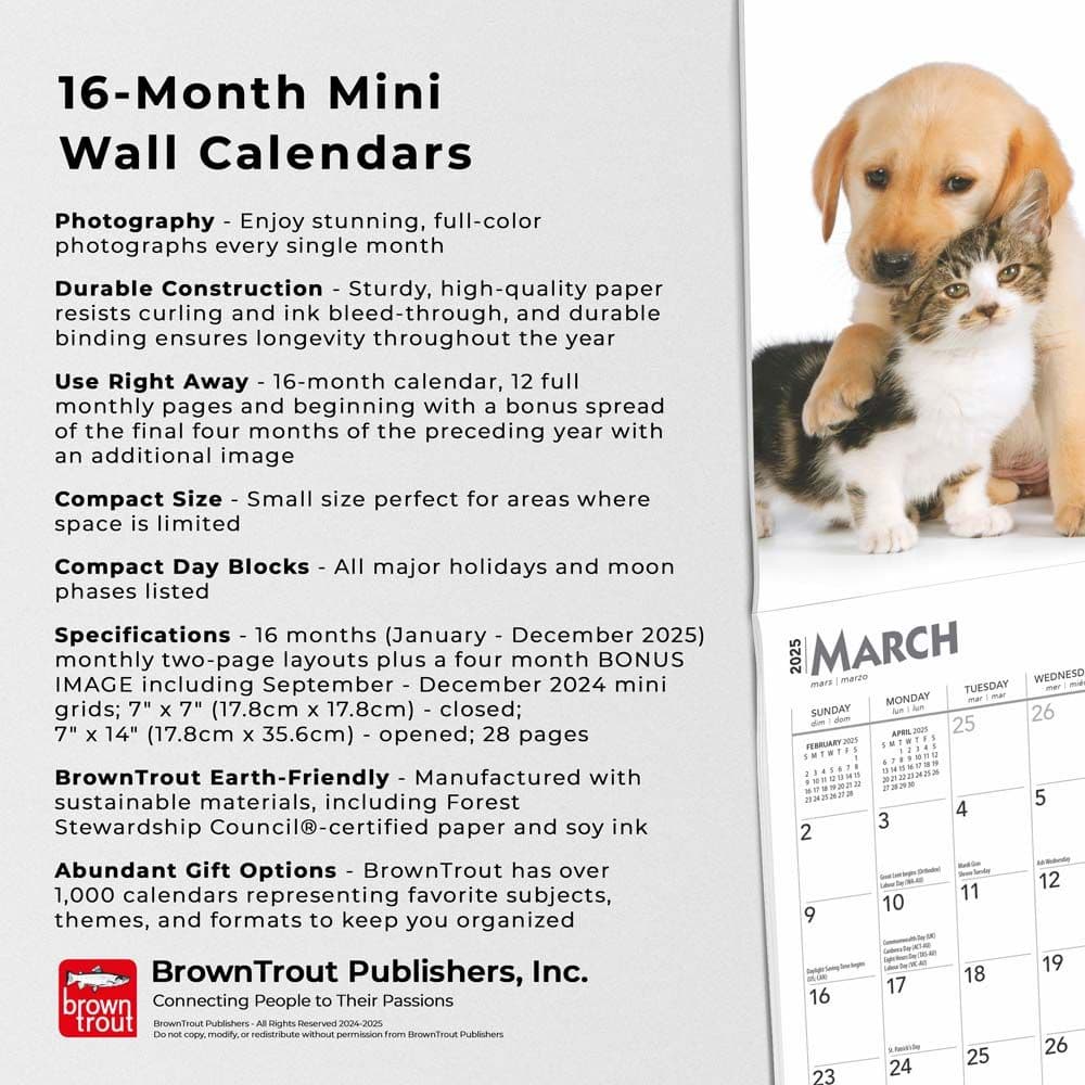 Kittens and Puppies 2025 Mini Wall Calendar Fifth Alternate Image width=&quot;1000&quot; height=&quot;1000&quot;