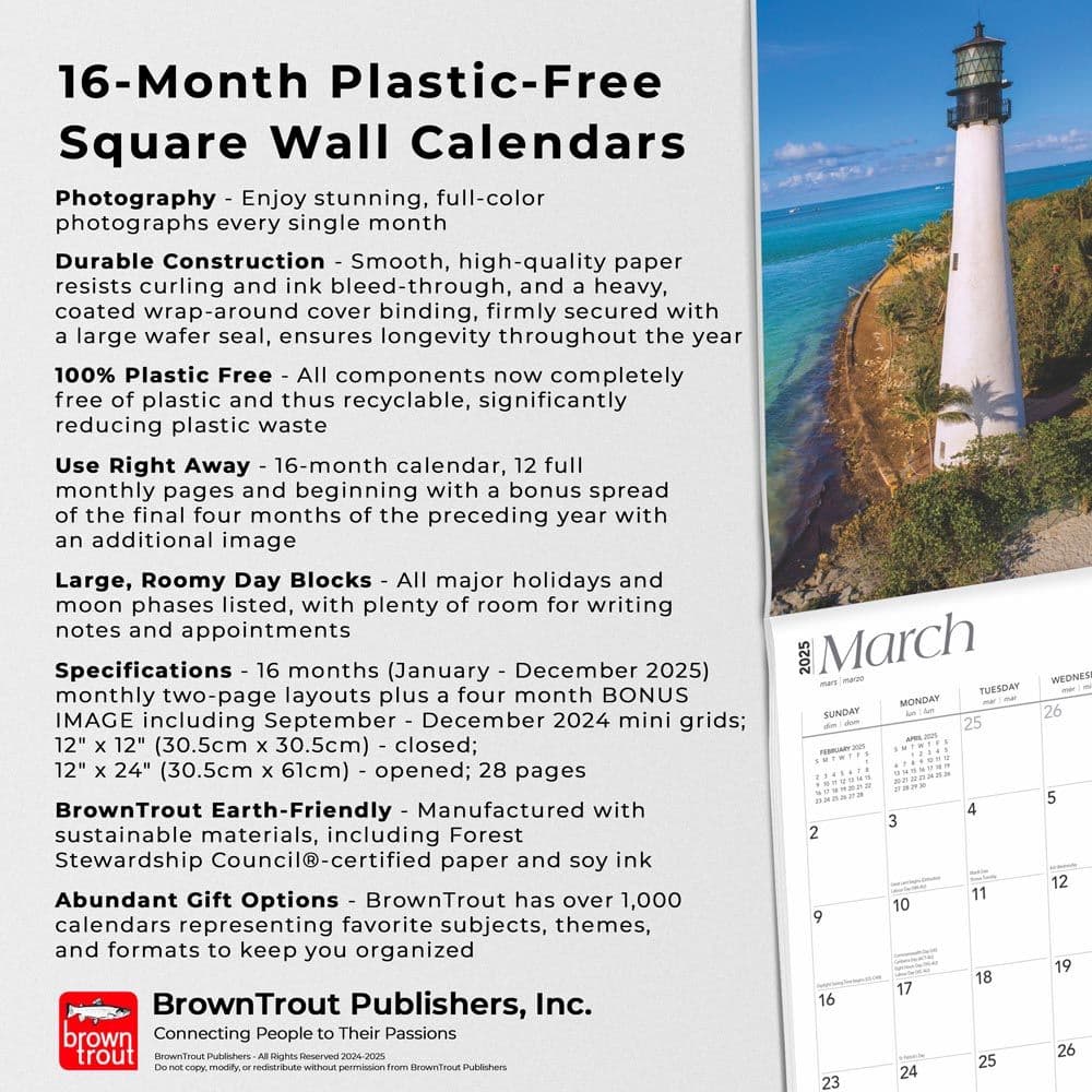 Lighthouses Atlantic Coast 2025 Wall Calendar Fifth Alternate Image width=&quot;1000&quot; height=&quot;1000&quot;