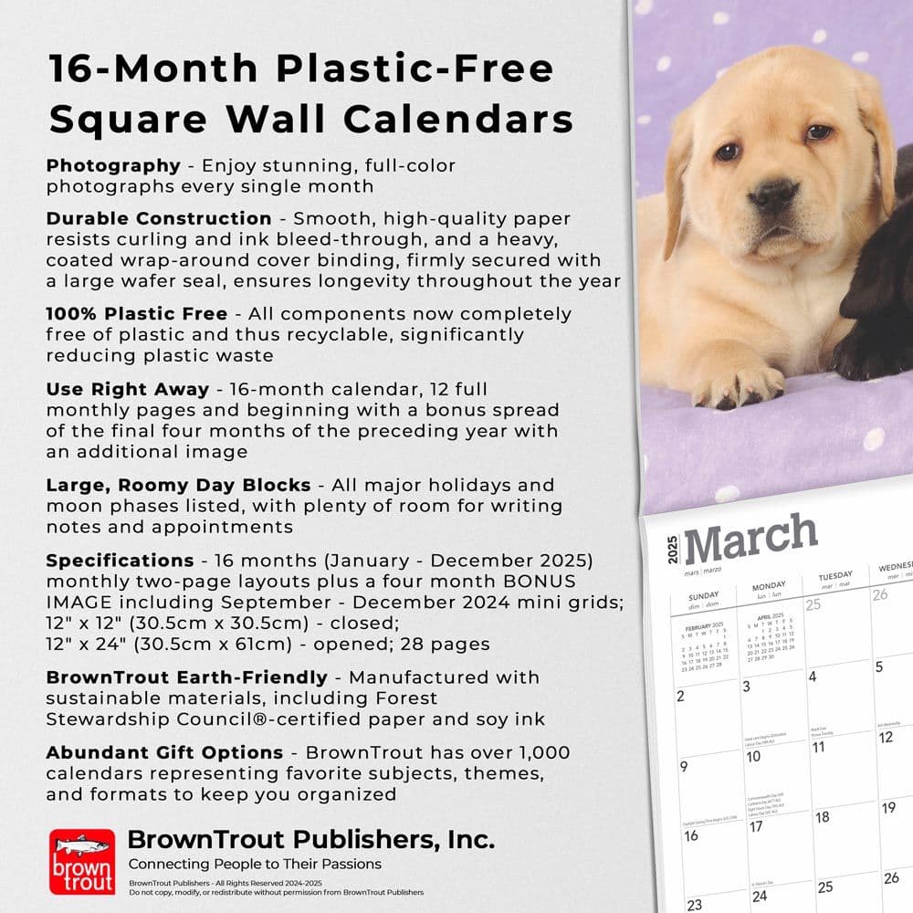 Lab Retriever Puppies 2025 Wall Calendar Fifth Alternate Image width=&quot;1000&quot; height=&quot;1000&quot;