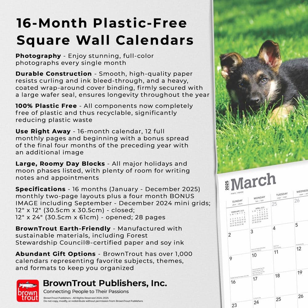 German Shepherd Puppies 2025 Wall Calendar Fifth Alternate Image width=&quot;1000&quot; height=&quot;1000&quot;