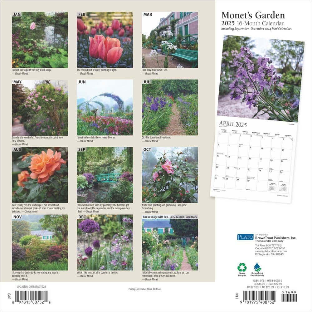 Monets Garden Plato 2025 Wall Calendar First Alternate Image width=&quot;1000&quot; height=&quot;1000&quot;