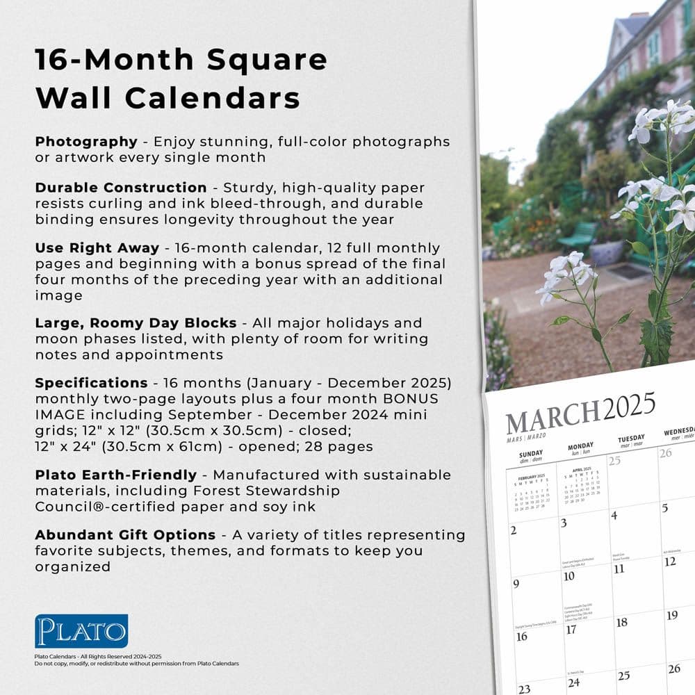 Monets Garden Plato 2025 Wall Calendar Fifth Alternate Image width=&quot;1000&quot; height=&quot;1000&quot;