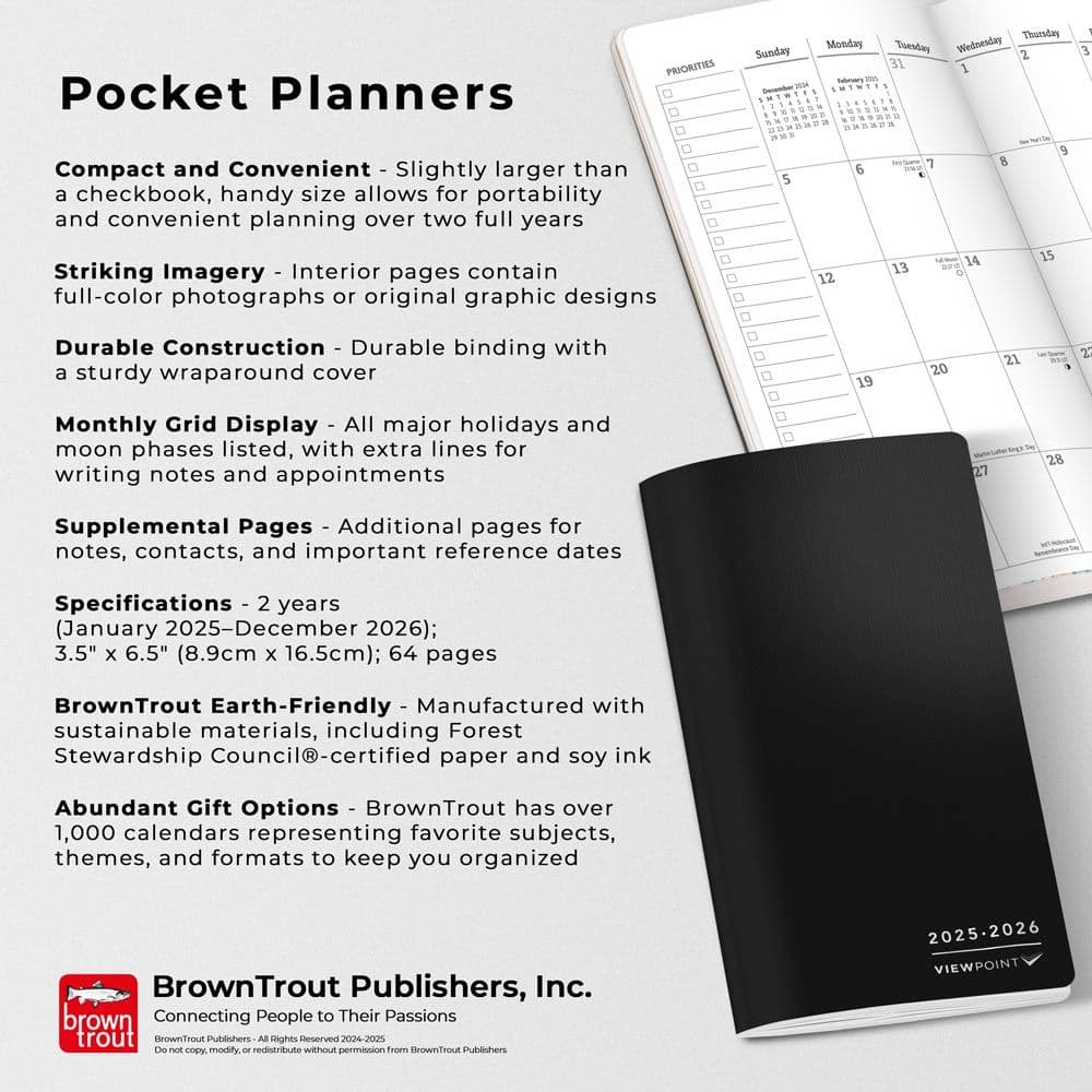 Black View Point 2 Year 2025 Pocket Planner Seventh Alternate Image width=&quot;1000&quot; height=&quot;1000&quot;