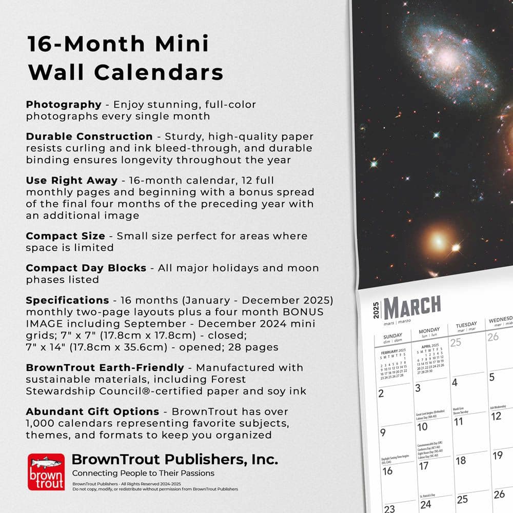 Hubble Space Telescope 2025 Mini Wall Calendar Fifth Alternate Image width=&quot;1000&quot; height=&quot;1000&quot;