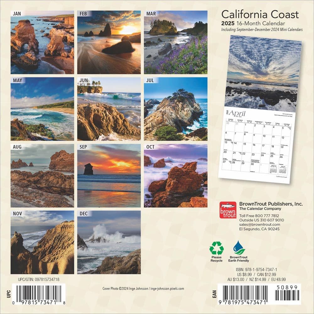 California Coast 2025 Mini Wall Calendar First Alternate Image width=&quot;1000&quot; height=&quot;1000&quot;