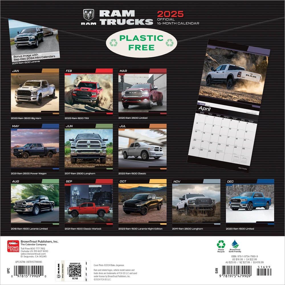 Ram Trucks 2025 Wall Calendar