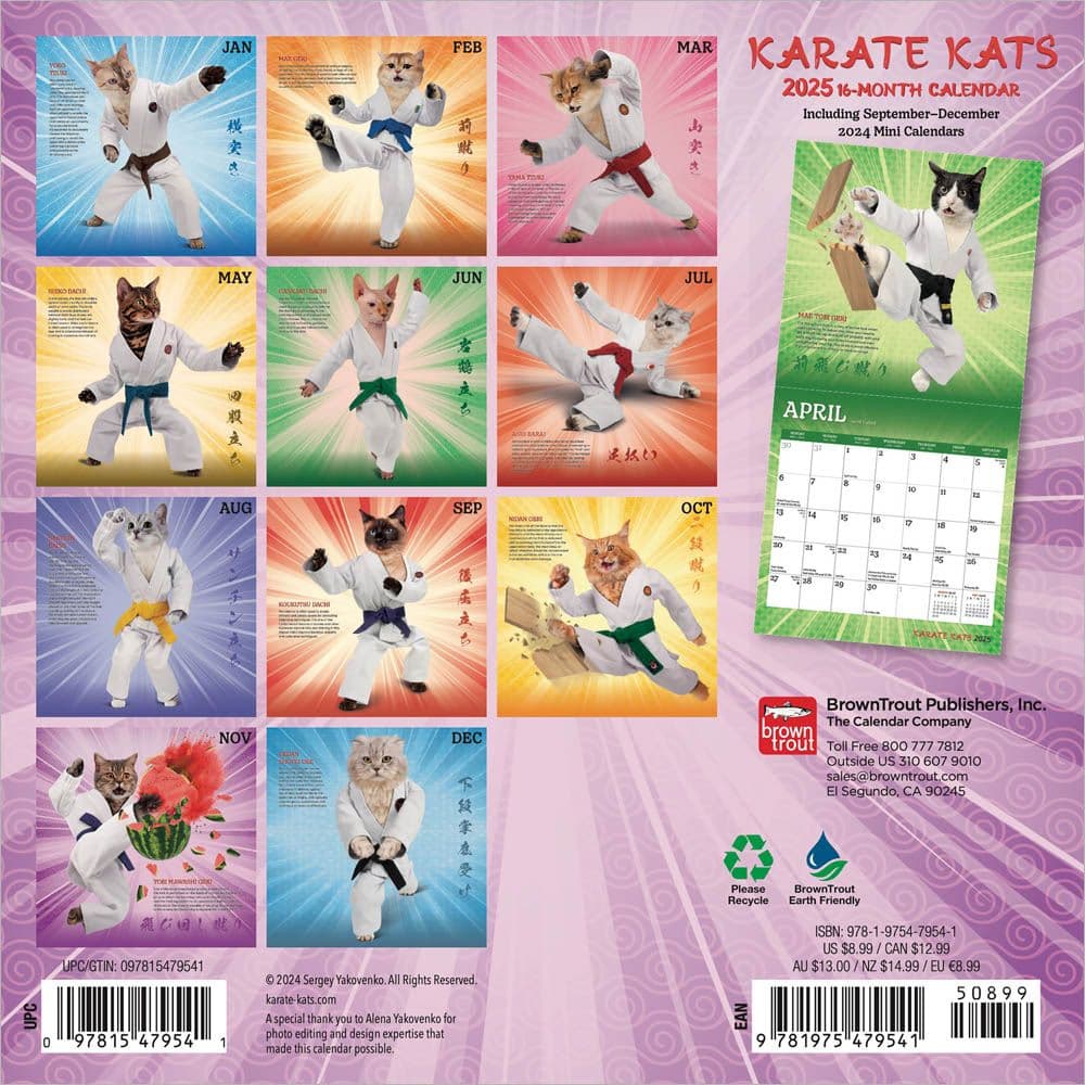 Karate Cats 2025 Mini Wall Calendar Calendars com Karate Cats 2025 Mini Wall Calendar Calendars com
