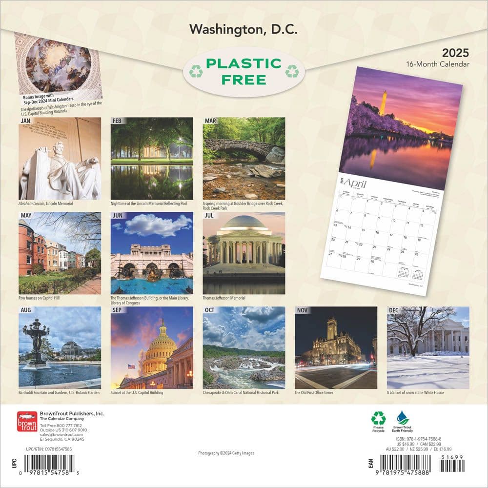 Washington DC 2025 Wall Calendar