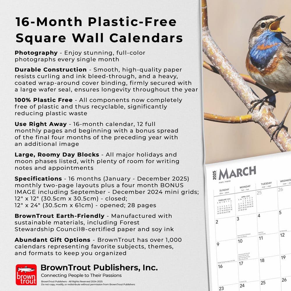 Songbirds Square 2025 Wall Calendar Fifth Alternate Image width=&quot;1000&quot; height=&quot;1000&quot;