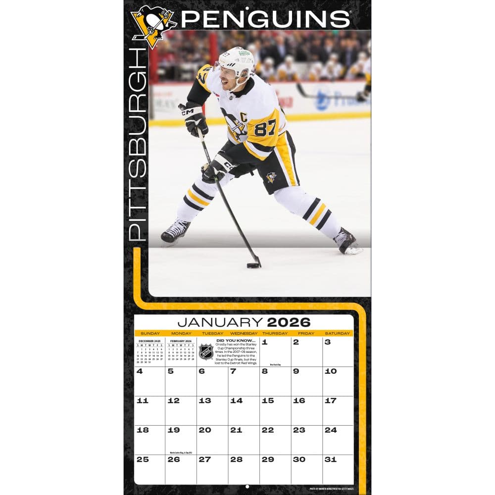 NHL Sidney Crosby 2026 Wall Calendar Third Alternate Image