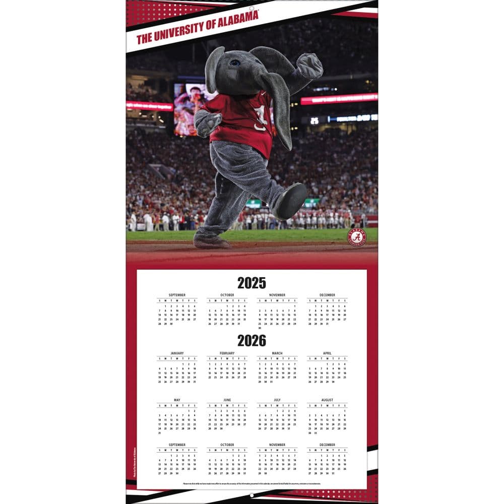 Alabama Crimson Tide 2026 Wall Calendar