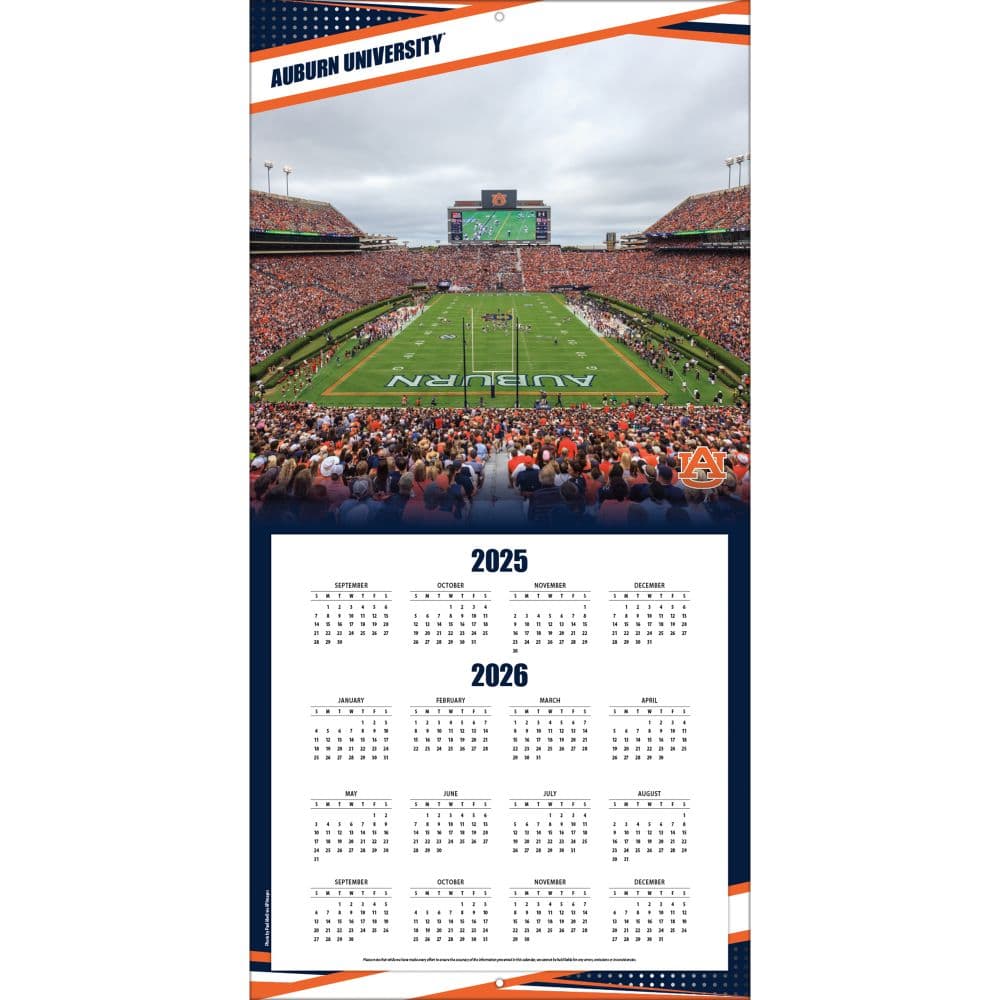 Auburn Tigers 2026 Wall Calendar