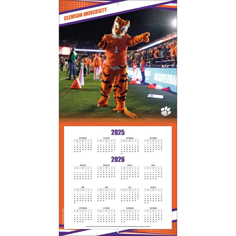 Clemson Tigers 2026 Wall Calendar - Calendars.com