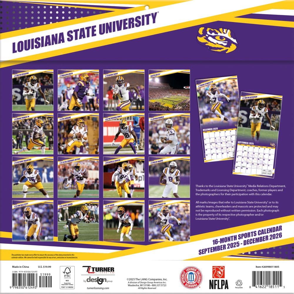 LSU Tigers 2026 Wall Calendar - Calendars.com