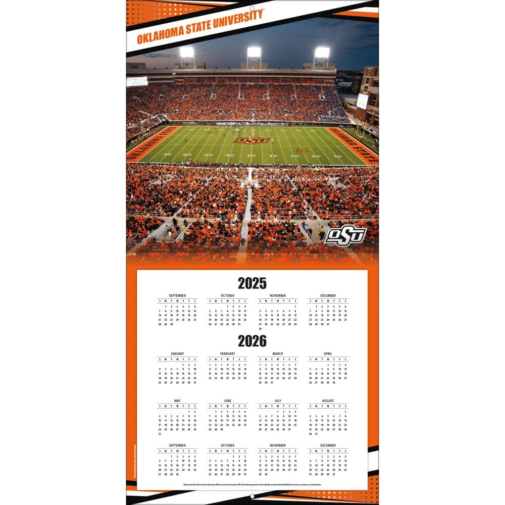 NCAA Oklahoma State Cowboys 2026 Wall Calendar Second Alternate Image