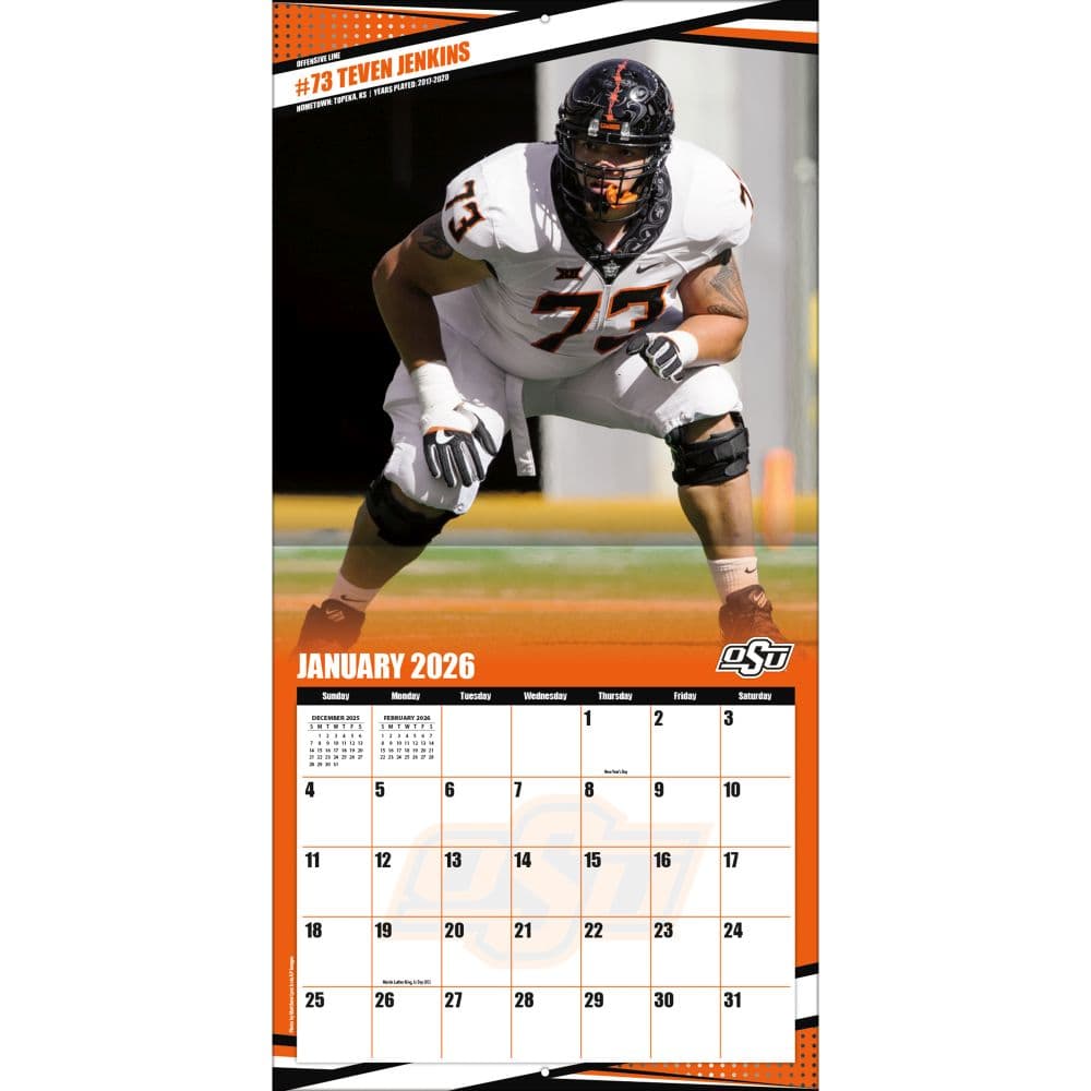 NCAA Oklahoma State Cowboys 2026 Wall Calendar Third Alternate Image