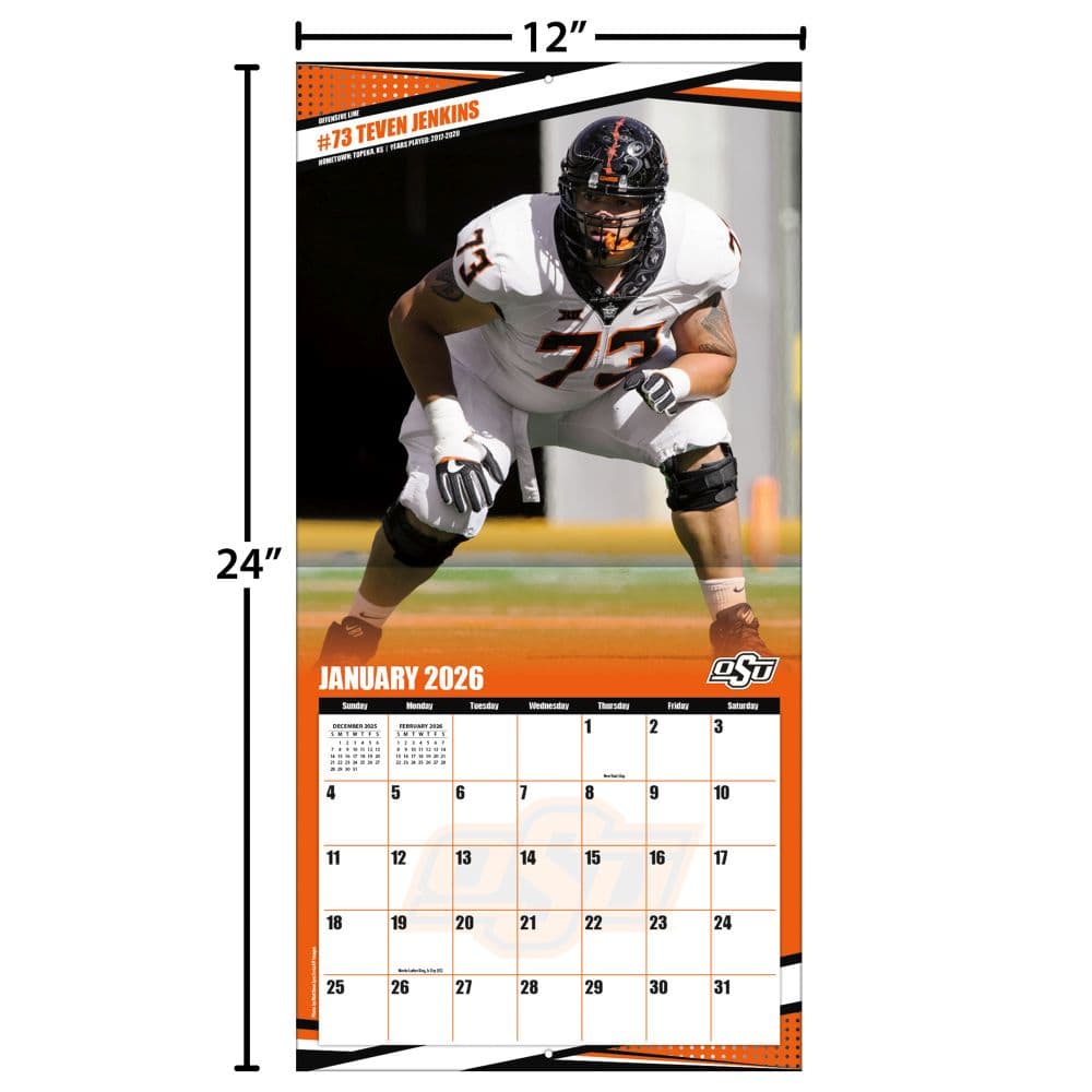 NCAA Oklahoma State Cowboys 2026 Wall Calendar Fourth Alternate Image