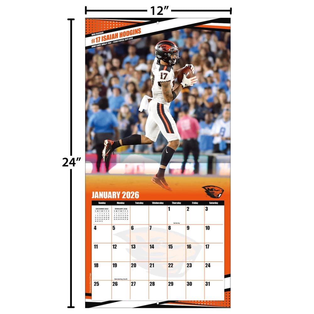 NCAA Oregon State Beavers 2026 Wall Calendar Fourth Alternate Image