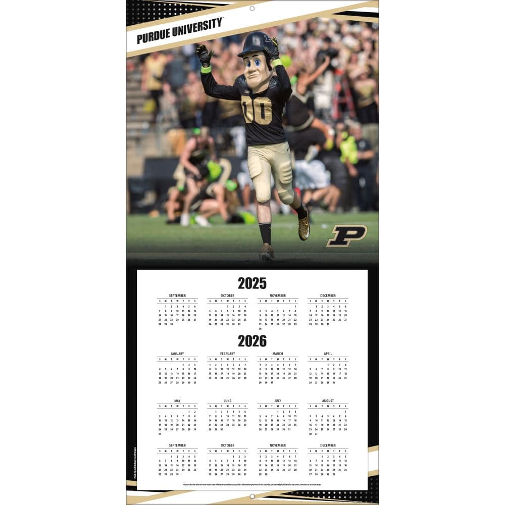 NCAA Purdue Boilermakers 2026 Wall Calendar Second Alternate Image