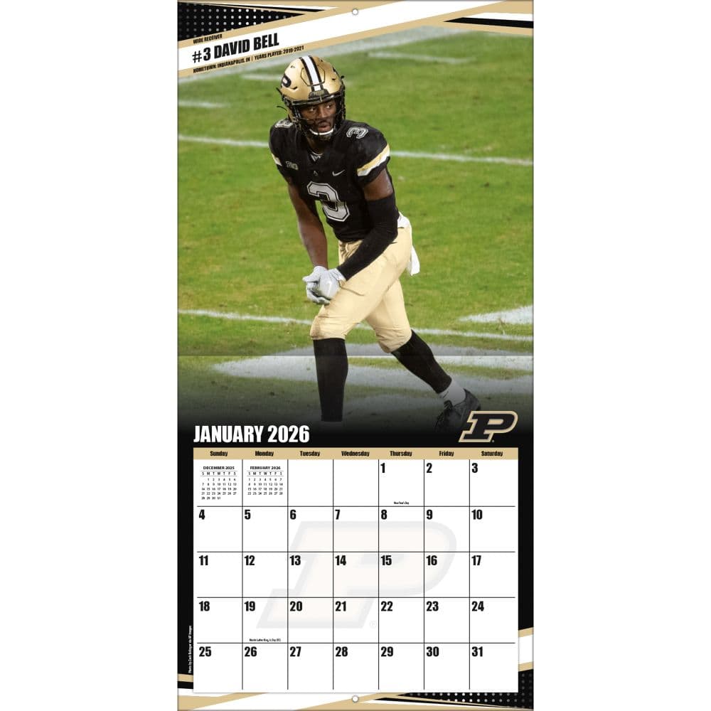 NCAA Purdue Boilermakers 2026 Wall Calendar Third Alternate Image
