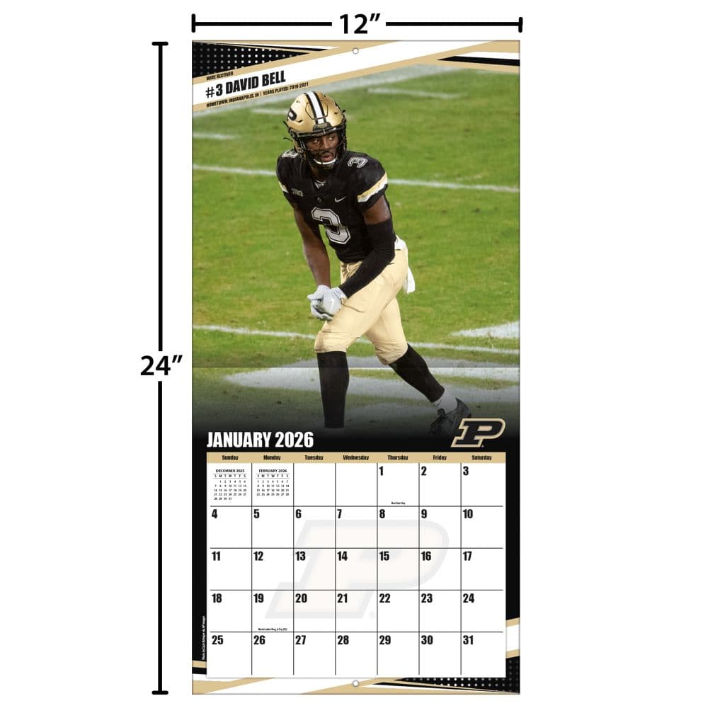NCAA Purdue Boilermakers 2026 Wall Calendar Fourth Alternate Image
