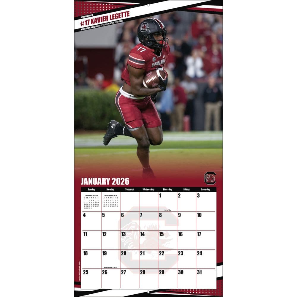 NCAA South Carolina Gamecocks 2026 Wall Calendar Third Alternate Image