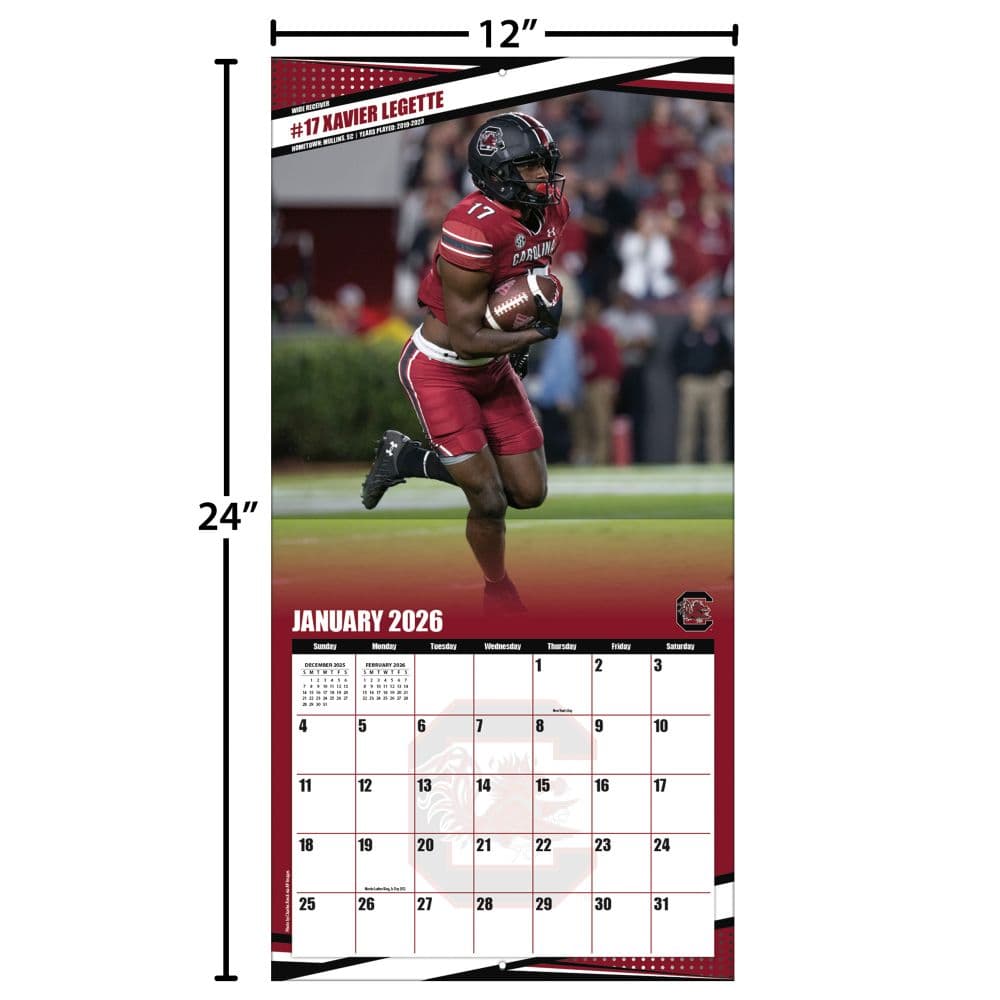 NCAA South Carolina Gamecocks 2026 Wall Calendar Fourth Alternate Image