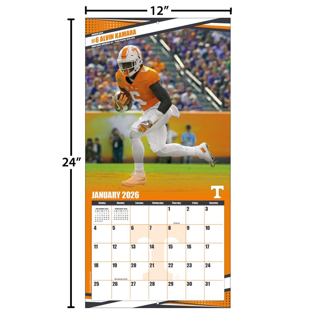 NCAA Tennessee Volunteers 2026 Wall Calendar Fourth Alternate Image