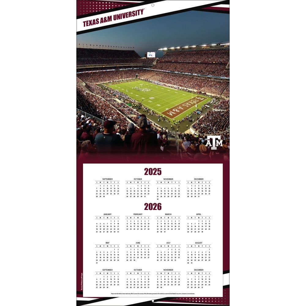 NCAA Texas Aggies 2026 Wall Calendar Second Alternate Image