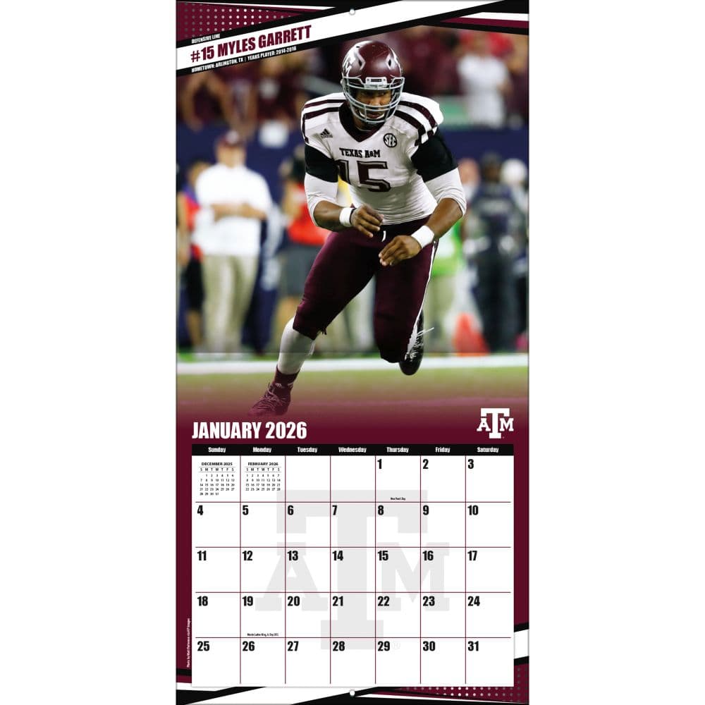 NCAA Texas Aggies 2026 Wall Calendar Third Alternate Image