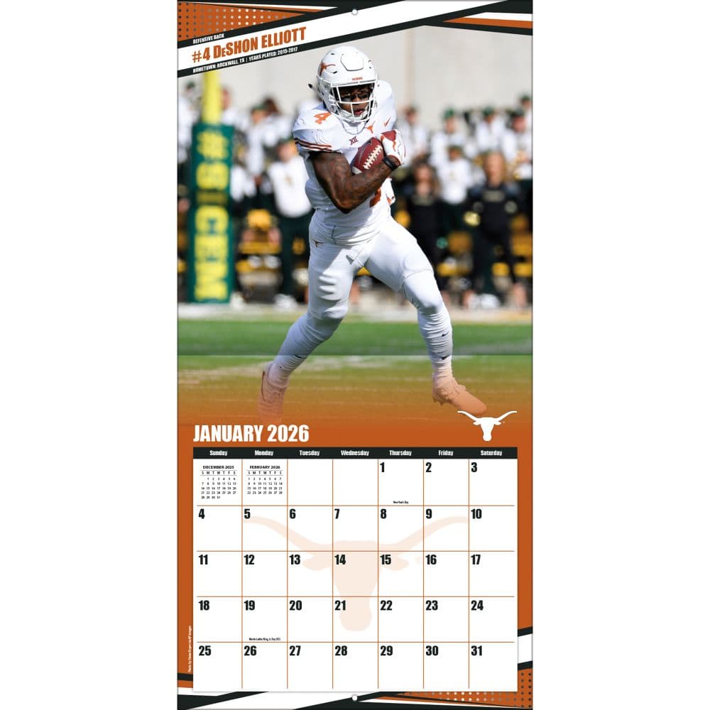 NCAA Texas Longhorns 2026 Wall Calendar Third Alternate Image