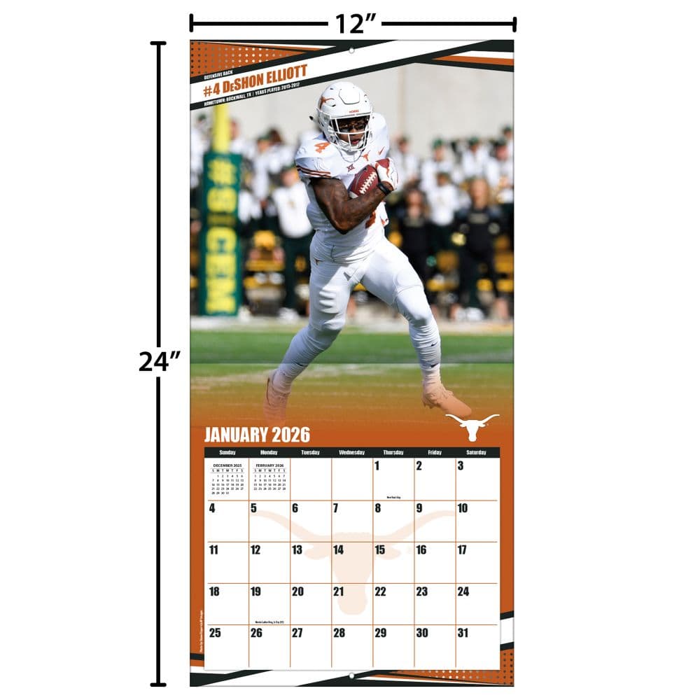 NCAA Texas Longhorns 2026 Wall Calendar Fourth Alternate Image