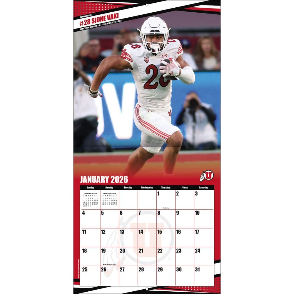 NCAA Utah Utes 2026 Wall Calendar Third Alternate Image