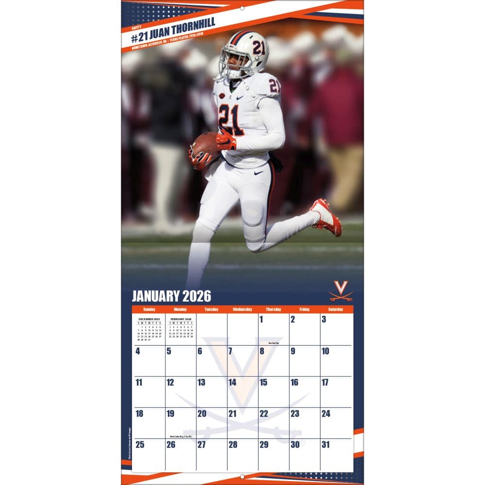 NCAA Virginia Cavaliers 2026 Wall Calendar Third Alternate Image