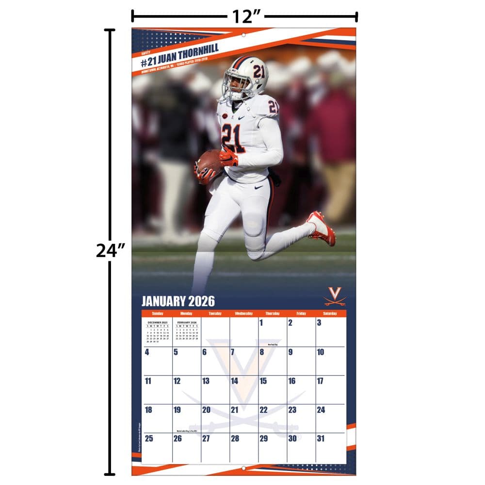 NCAA Virginia Cavaliers 2026 Wall Calendar Fourth Alternate Image