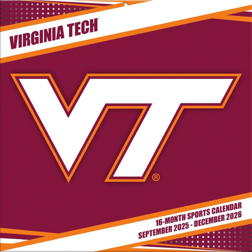 NCAA Virginia Tech Hokies 2026 Wall Calendar Main Product Image