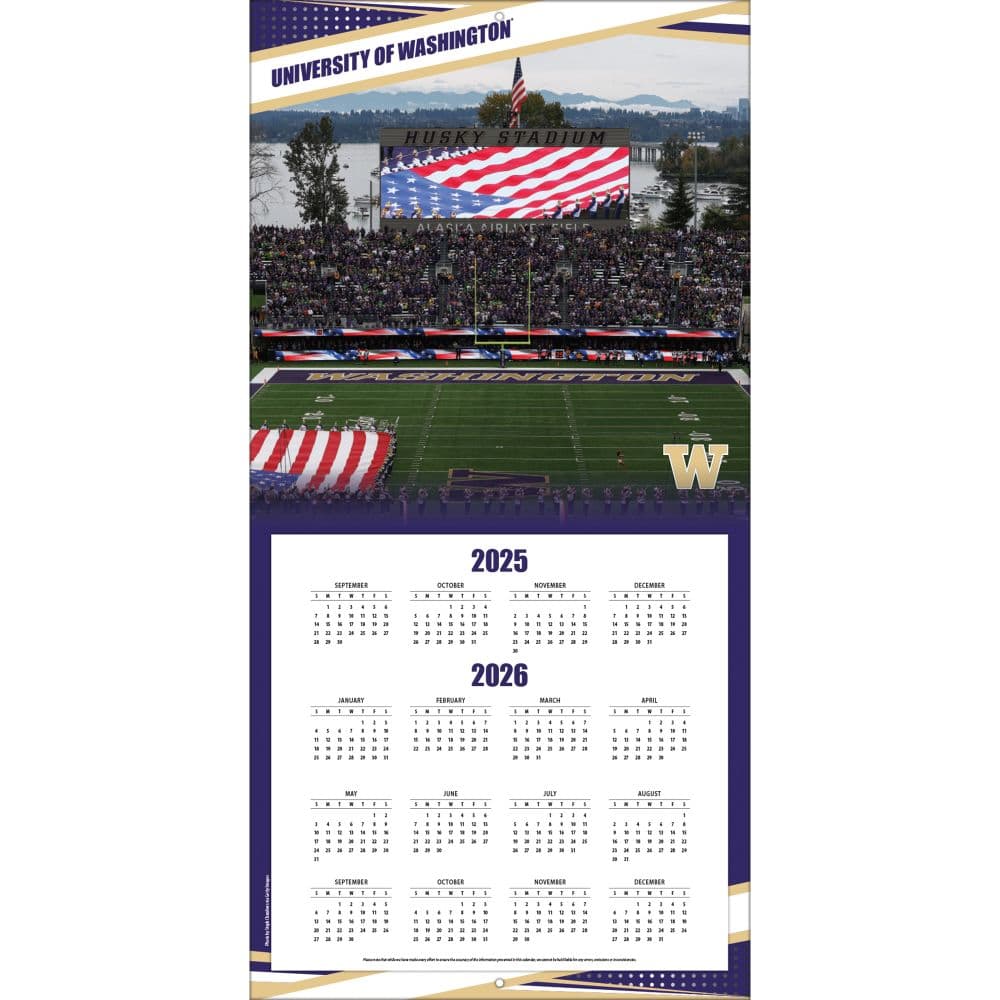 NCAA Washington Huskies 2026 Wall Calendar Second Alternate Image