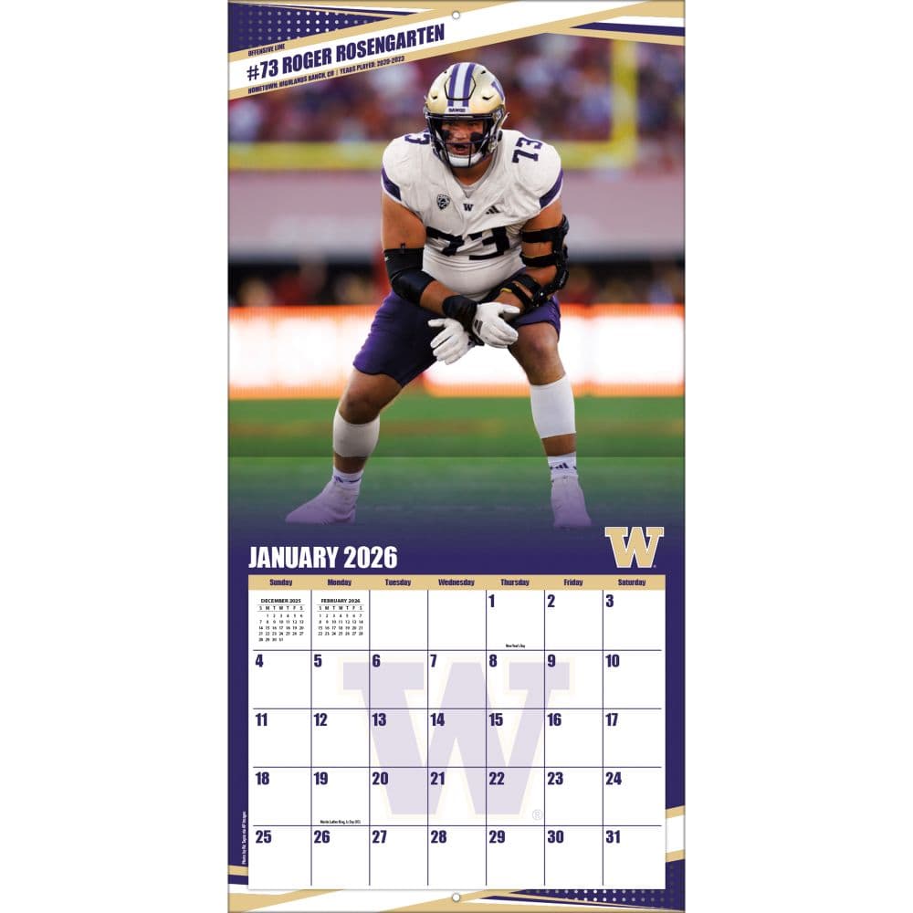 NCAA Washington Huskies 2026 Wall Calendar Third Alternate Image