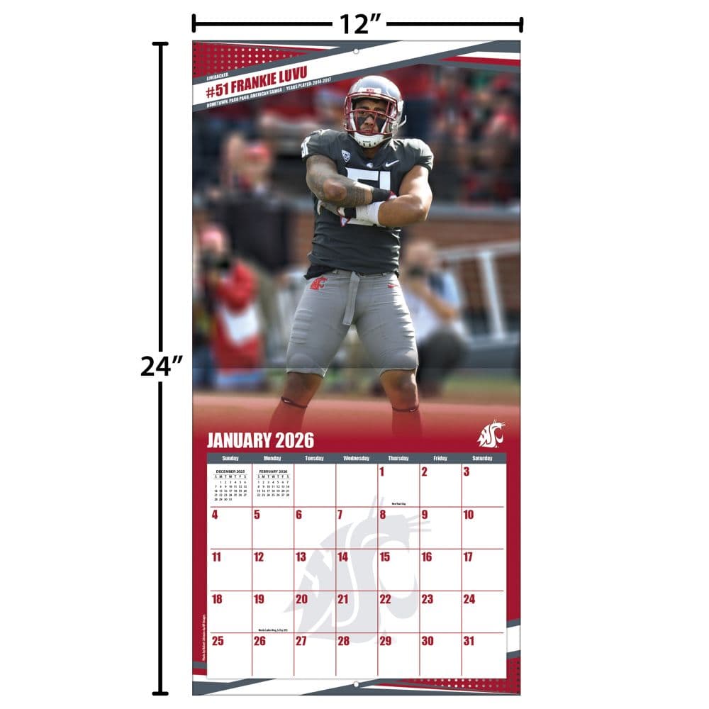 NCAA Washington State Cougars 2026 Wall Calendar Fourth Alternate Image