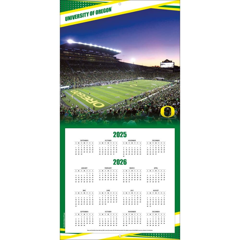 NCAA Oregon Ducks 2026 Wall Calendar Second Alternate Image