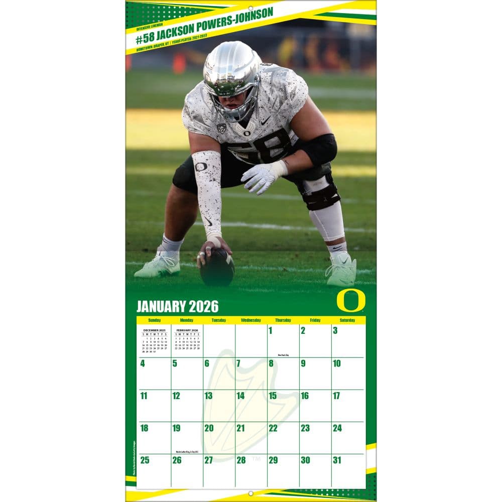 NCAA Oregon Ducks 2026 Wall Calendar Third Alternate Image