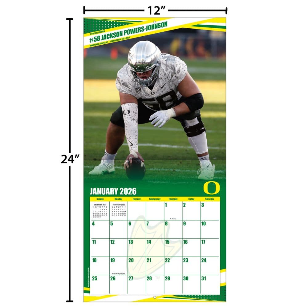NCAA Oregon Ducks 2026 Wall Calendar Fourth Alternate Image