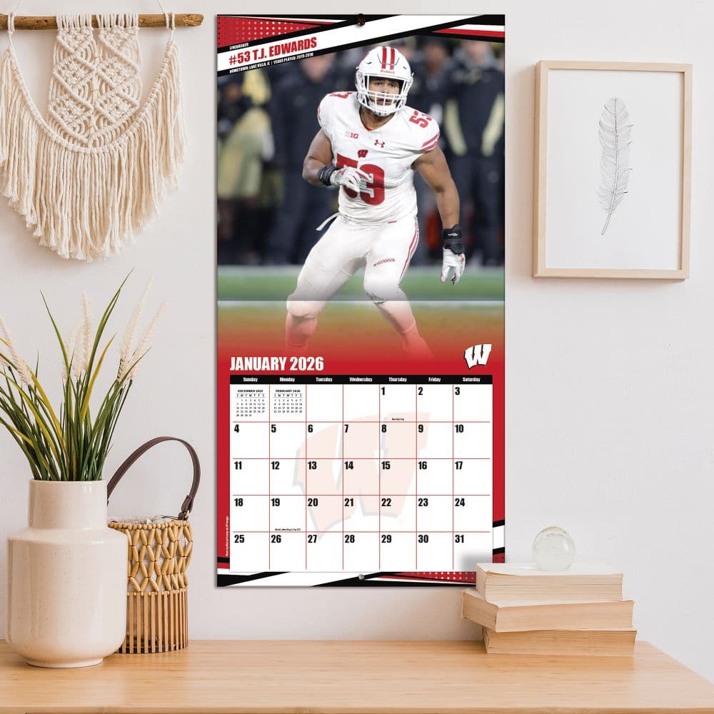 NCAA Wisconsin Badgers 2026 Wall Calendar Fifth Alternate Image